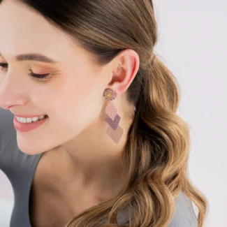 girl wearing Japanese Miyuki Beads Earrings