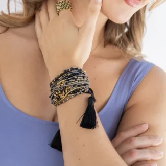 woman wearing Czech Beads Bracelet Set