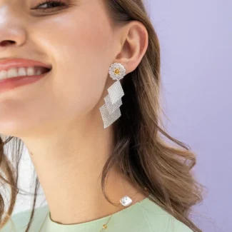 woman wearing Japanese Miyuki Beads Earrings