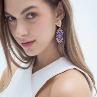 woman wearing Japanese Miyuki Beads Earrings