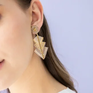 woman wearing japanese Miyuki Beads Earrings